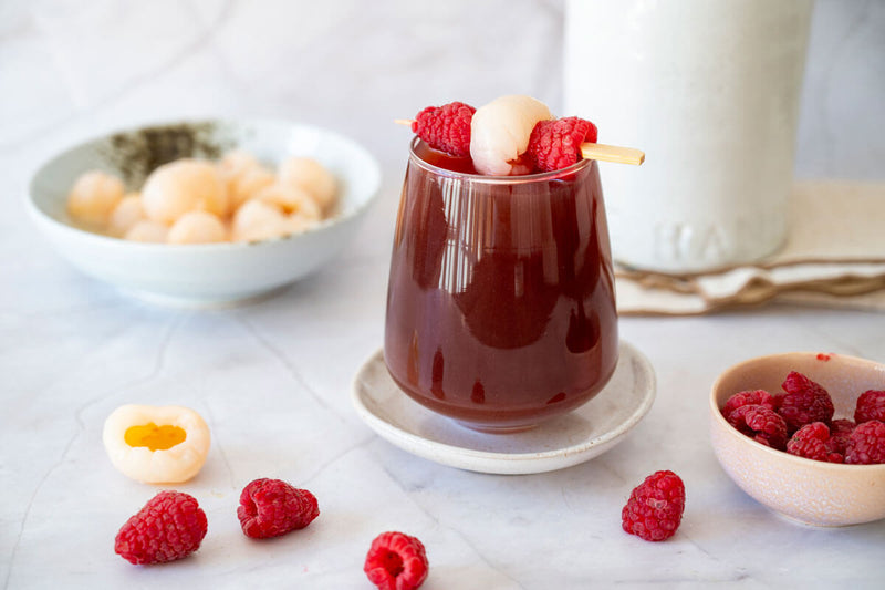 Rosado de lichi y frambuesa